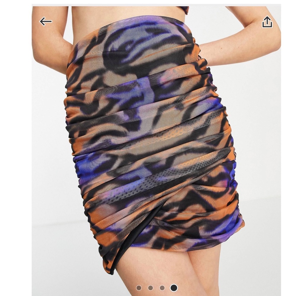 Ruched mesh skirt